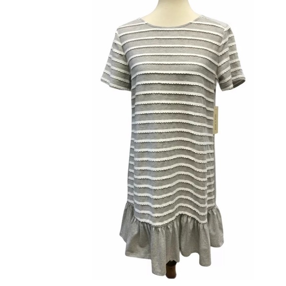 Doe & Rae Womens Scallop Knit Striped Dress - Picture 2 of 14